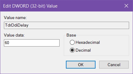 TdrDdiDelay settings